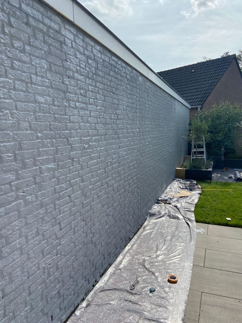 Garden wall on the left with a lovely coat of paint