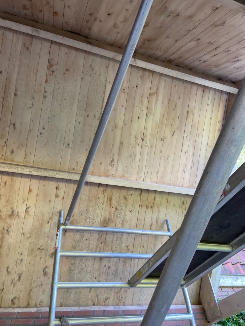 Interior of an unpainted shed roof